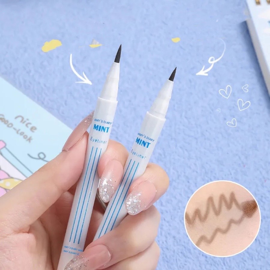 Eyeliner waterproof AMY'SDIARY Quick set Formula Ultra-soft Felt Tip Up to 12H Long-wear Termurah