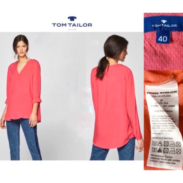 Tom Tailor Kemeja Blouse Vneck ORI - Tom Tailor Vneck Shirt