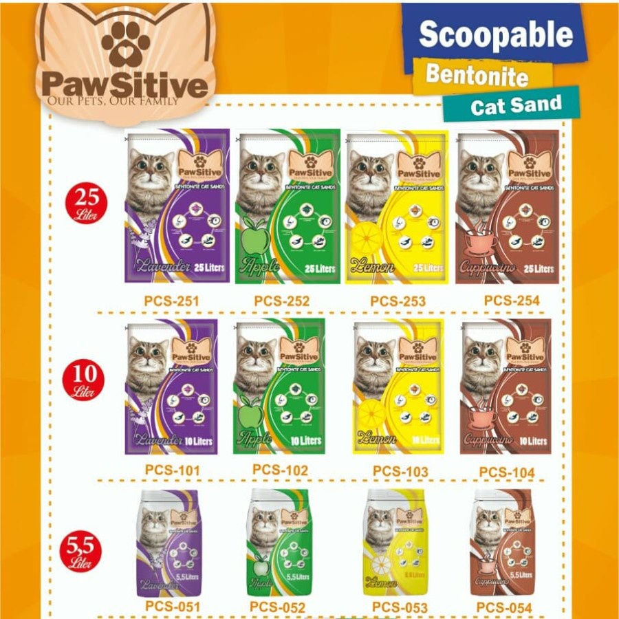 Pasir Pawsitive 25L All Variant / Pasir Kucing Wangi Gumpal Pawsitive 25l