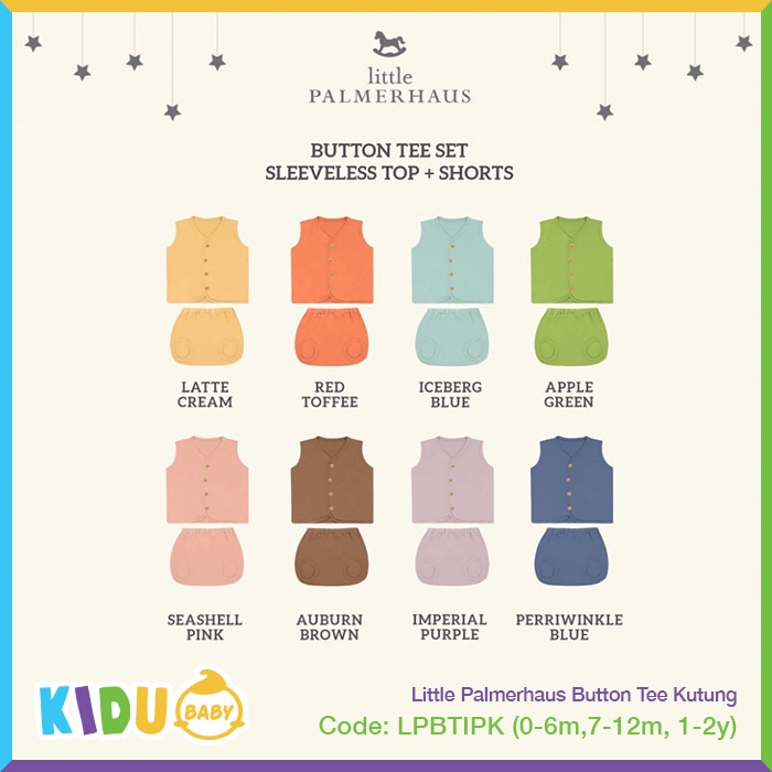 Little Palmerhaus Button Tee Baju Bayi Baju Anak Tangan Puntung Celana Pendek Kidu Baby