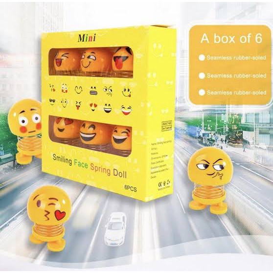 Pajangan Dashboard Mobil Boneka emoji mini LINE Goyang Kepala lucu emoticon whatsapp kecil
