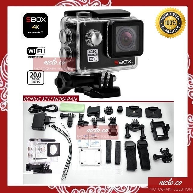 [NEW] ActionCam Sbox 4K II Ultra HD WiFi Sportcam - Water Proof Camera - Garansi 1 Tahun - Pocket