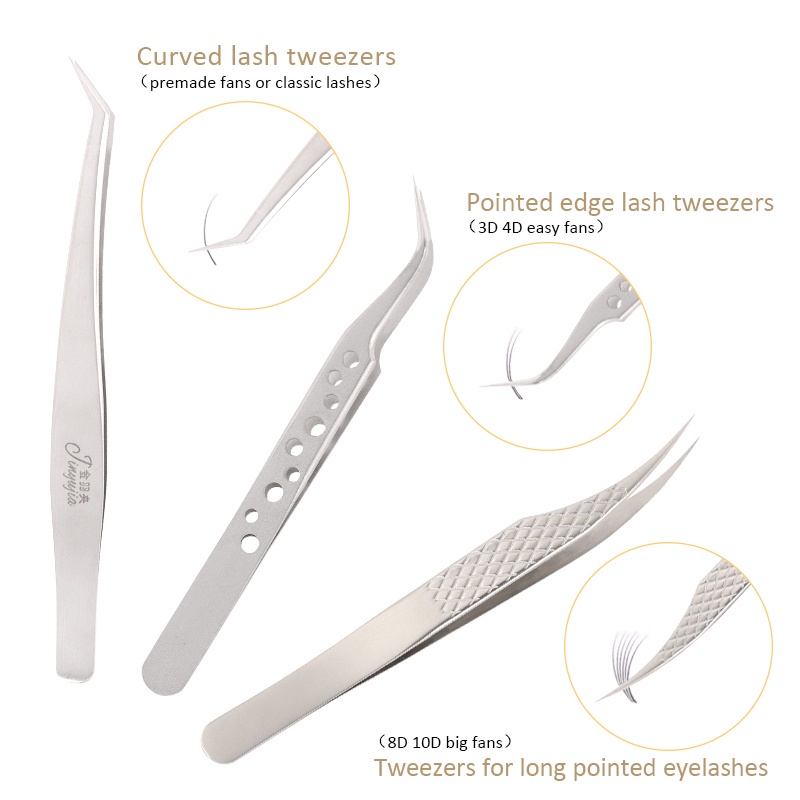 1pcs Professional Eyelash Tweezers 3D Volume Anti-static Eyelash Extension Tweezer Steel Eyelashes Excellent Closure Makeup Tool