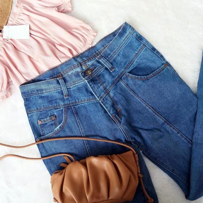 MYREDO - Celana Boyfriend Jeans Ukuran Jumbo Wanita Unfinished Febi