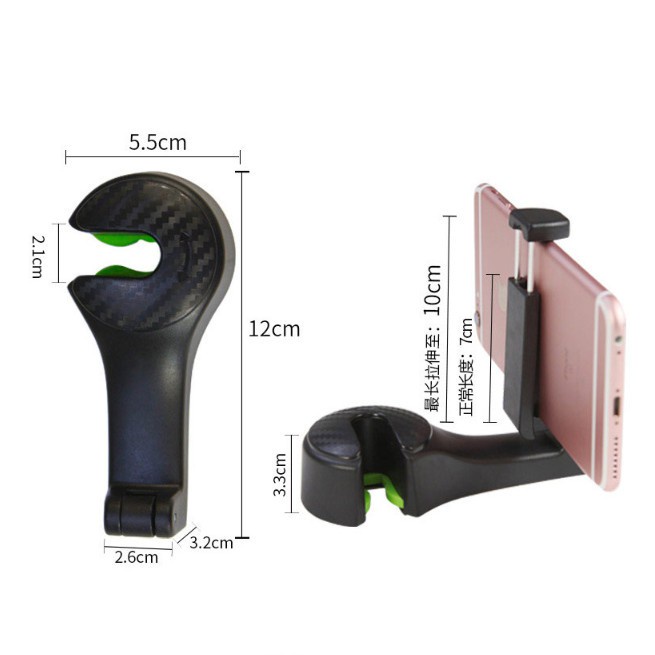 2in1 Car Headrest Hook with Phone Holder Seat Back Hanger Untuk Tas Handbag Dompet Grocery Cloth Portable Belakang Pemegang Telefon Bimbit Tablet Back Seat