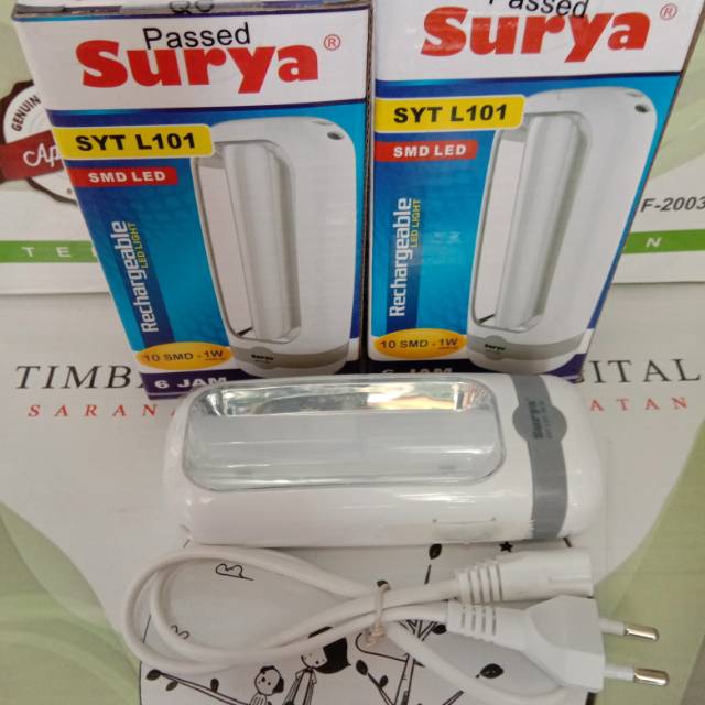 Lampu Emergency + Senter LED SMD+1W Recharge SYT L101  SYT L103 Surya  L 101 surya / SYT L 103 Surya