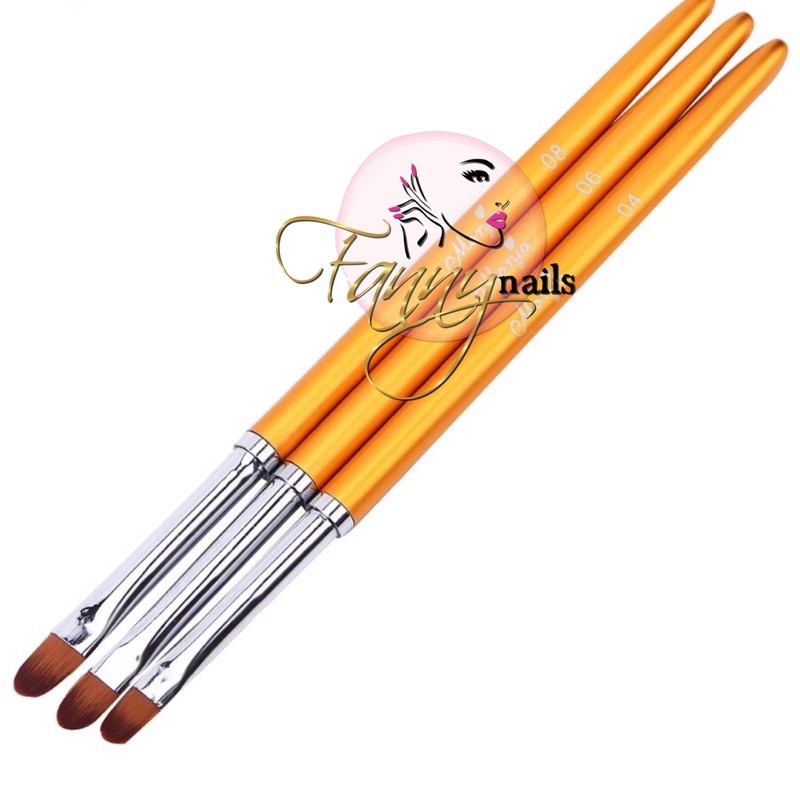 3pcs gel uv brush kuas brush kutek gel painting liner apply gel pot