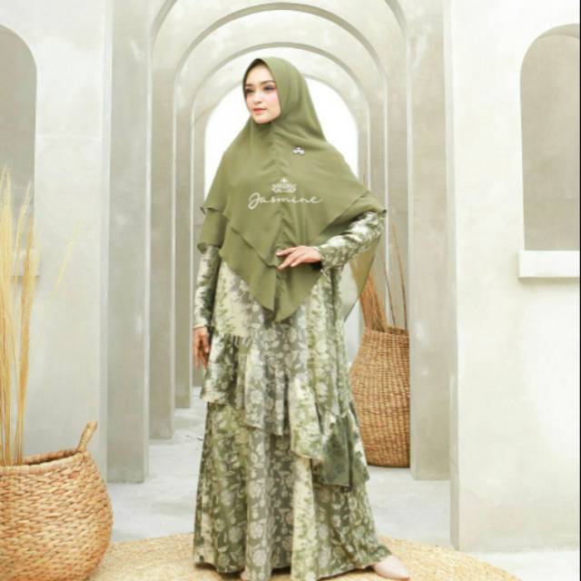 Gamis Naima dress original Jasmine busana muslim busui bahan ciara crepe nyaman dipakai