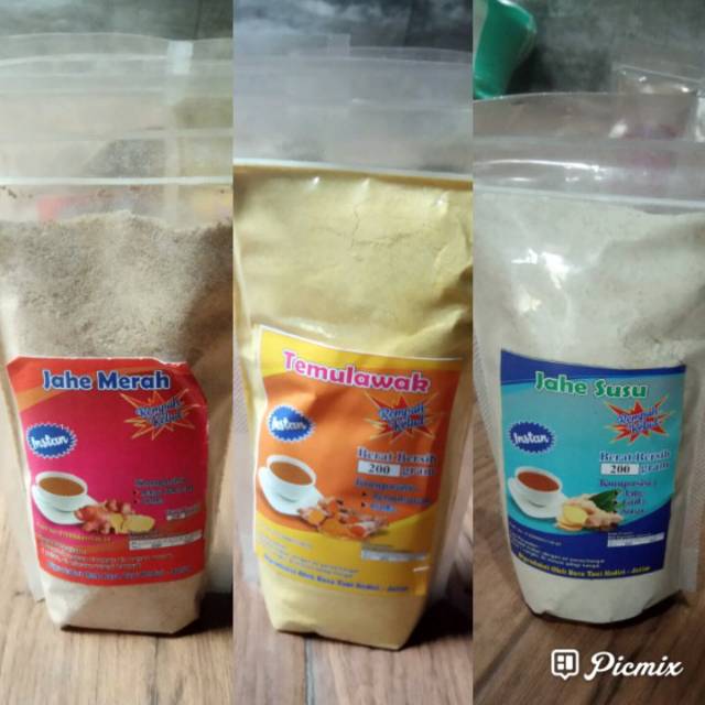 

Minuman instant (jahe merah, jahe susu dan temulawak)