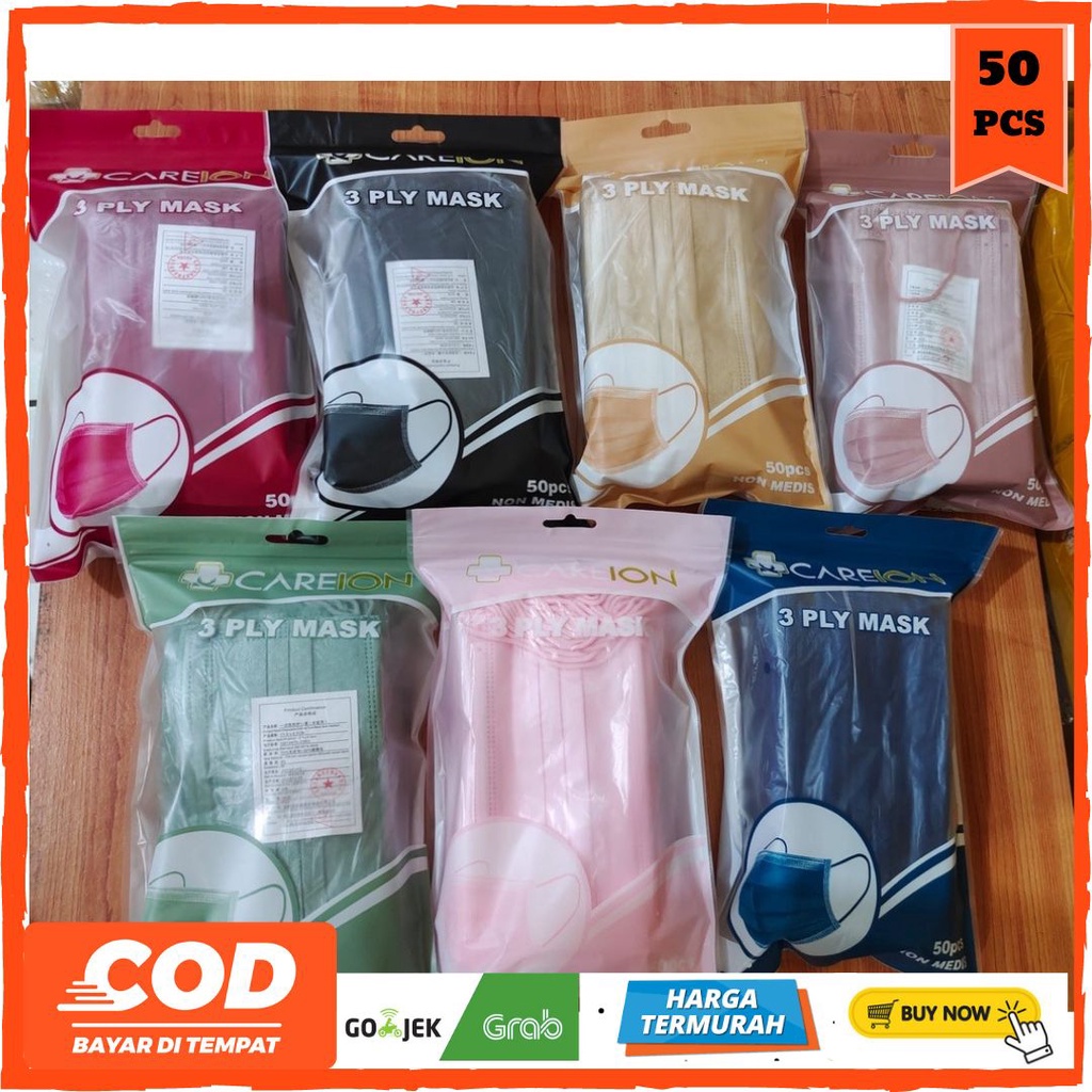 MASKER EARLOOP 3 PLY CAREION / CAREION 3 PLY / EARLOOP WARNA / EARLOOP EMBOS