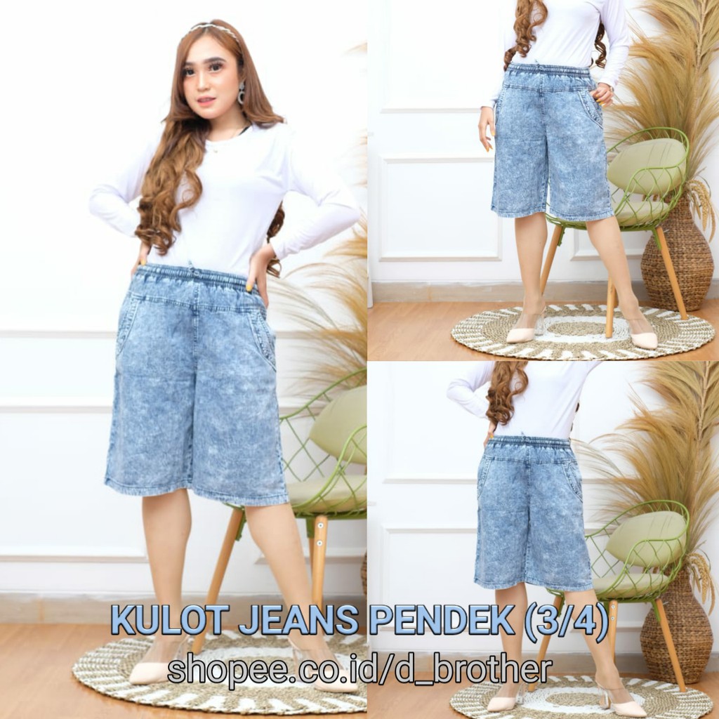 CELANA KULOT JEANS PENDEK WANITA 3/4 DAN 7/8 LIGHT NAVY MURAH