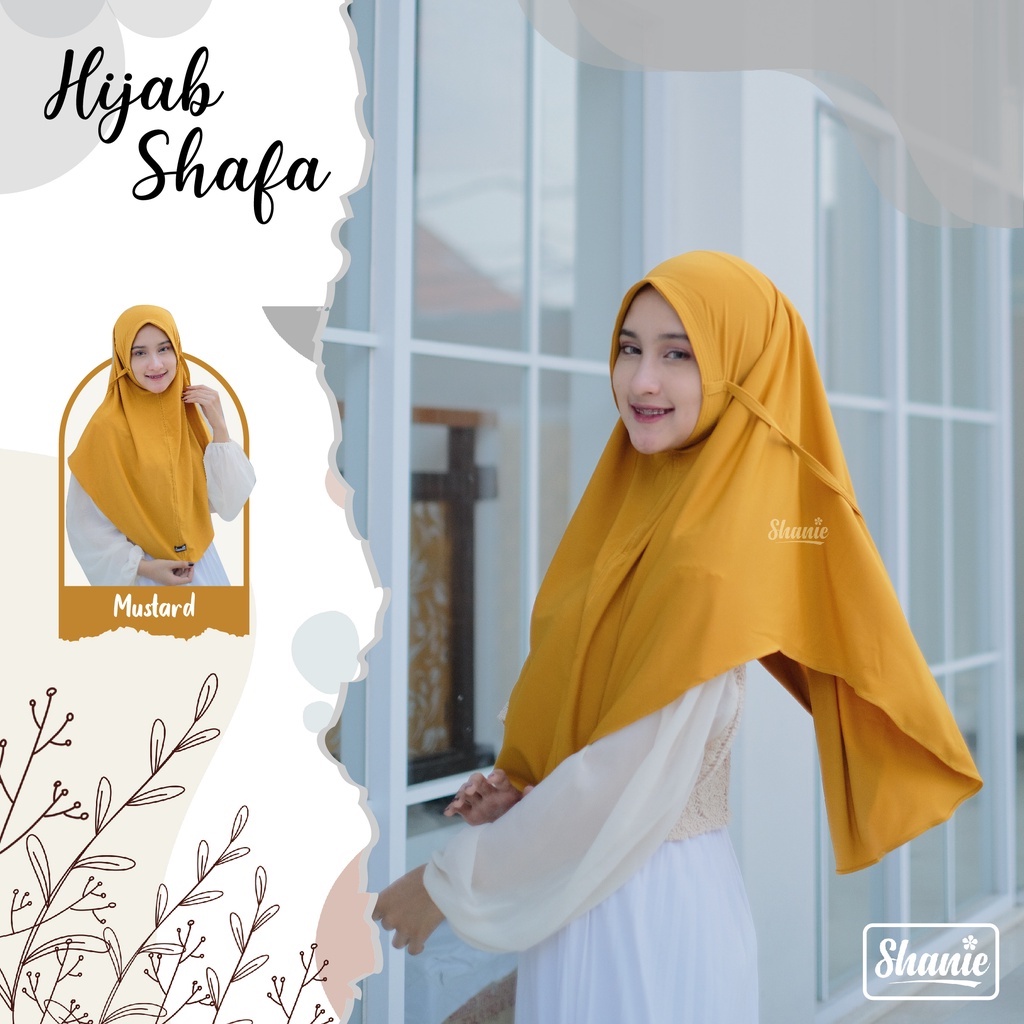 Jilbab Instant Black Bergo Shafa Premium By Shanie Size L
