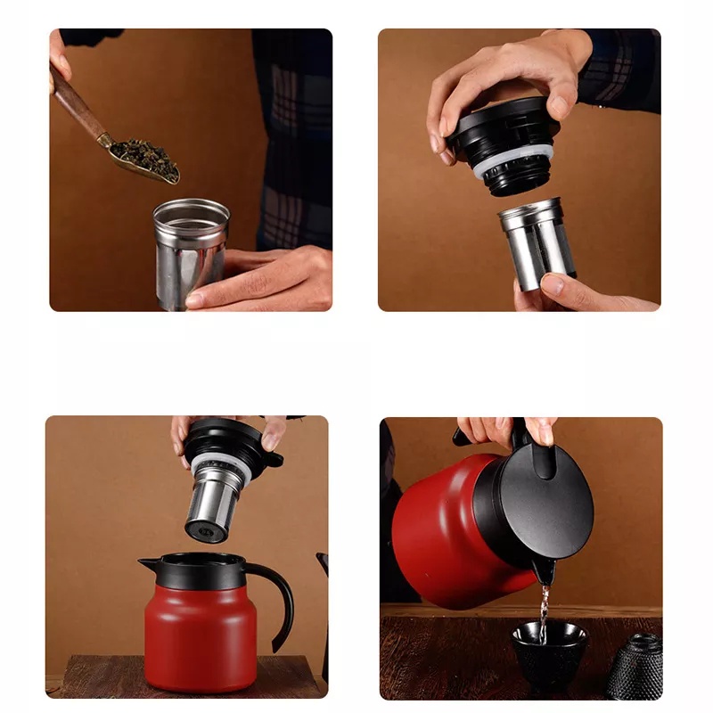 Teko Termos Teh Kopi dengan Saringan Bahan Stainless Steel 800ml