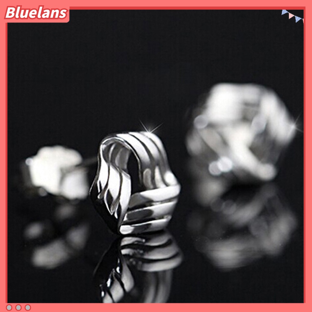 Bluelans Anting Stud Bentuk Segitiga Geometris Warna Silver Untuk Wanita