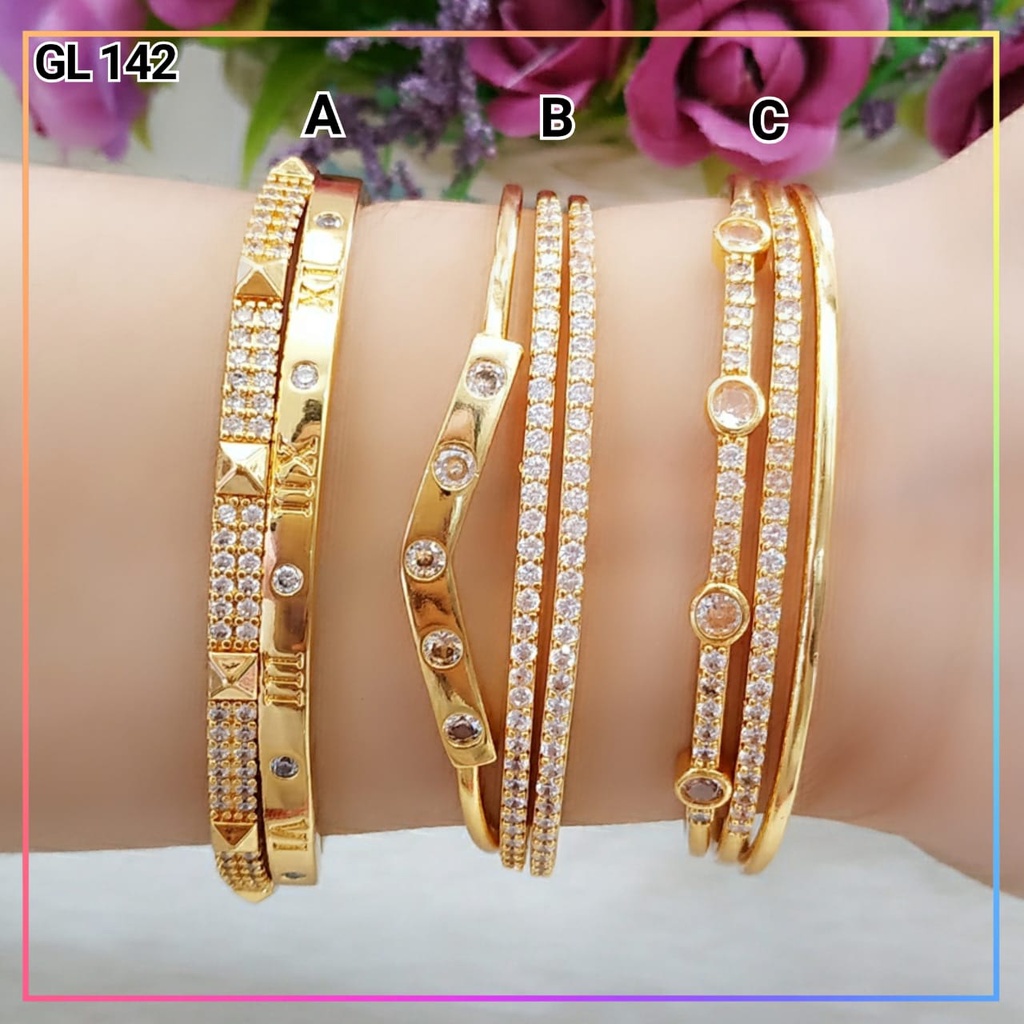 Gelang xuping gelang bangle dewasa mewah permata simple  lapis emas gold GL 142