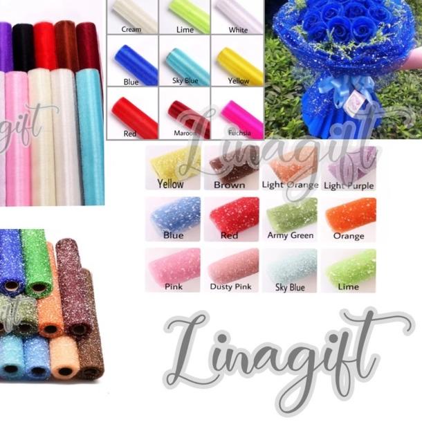 

♀ ( Rol 5 Yard ) POLINET GAUZE - SNOW DOTS TILE / PEARL SNOW YARD - FLOWER WRAPPING KAIN SALJU POLOS ZIG ZAG MOTIF - KERTAS RANGKAIAN BUKET BUNGA ♠