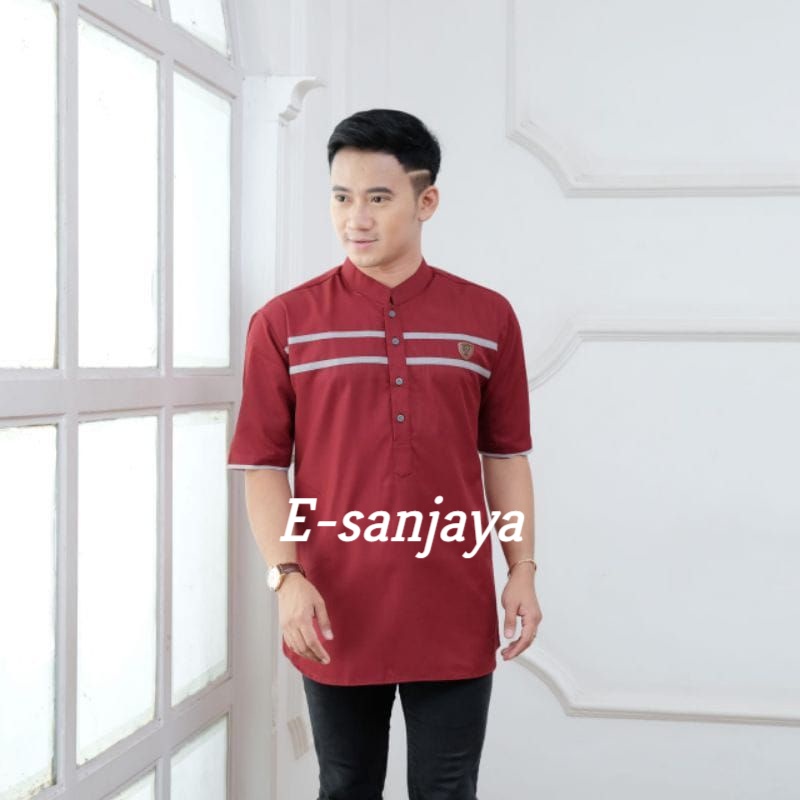 (XR) KOKO kurta pria dewasa bahan import terbaru lengan pendek koko muslim masakini termurah dewasa baju kerja fashion muslim pria Kemeja santai atasan pria terbaru