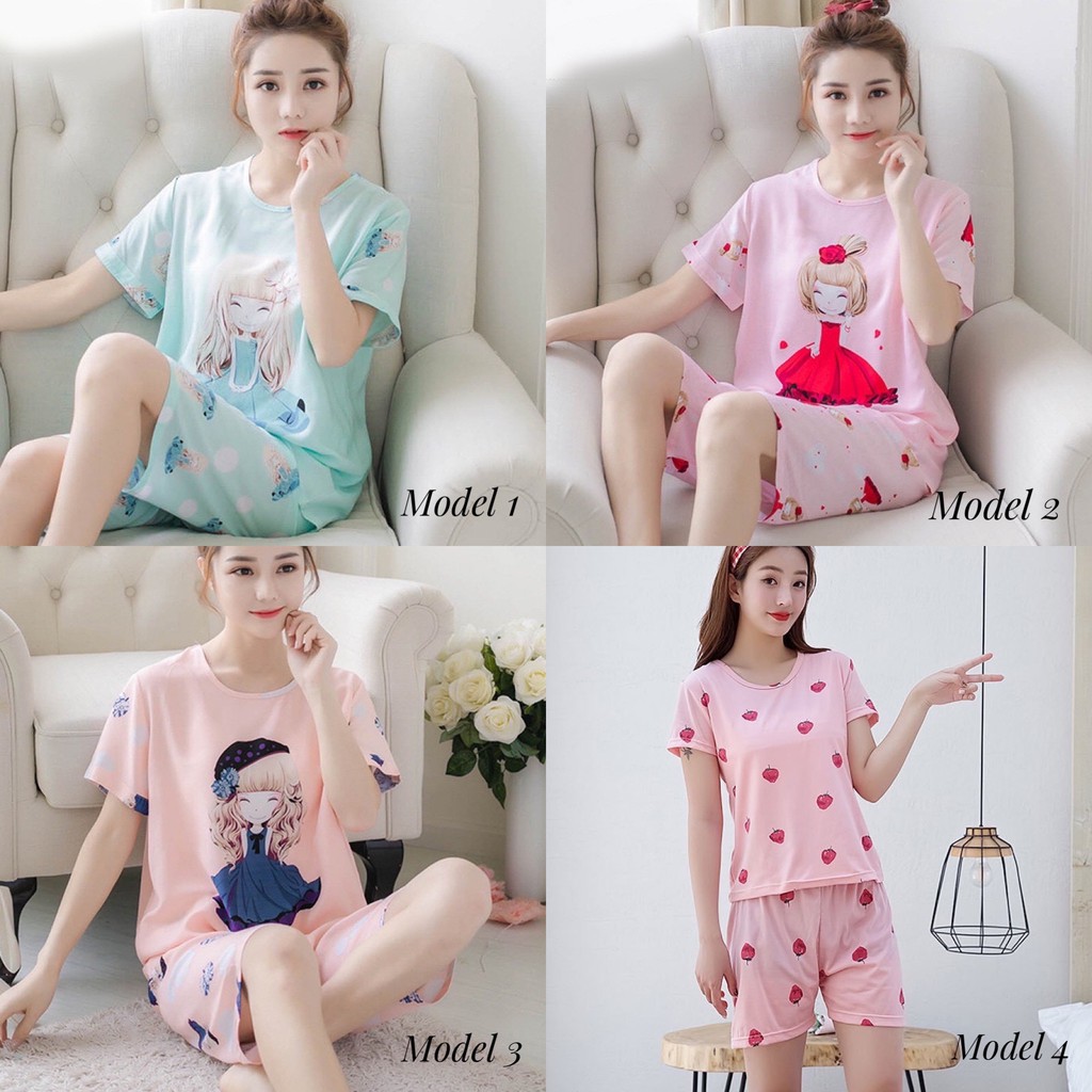 [ OBRAL / SALE  / TERMURAH ]Baju fashion tidur piyama wanita cewek bahan import murah BTB013