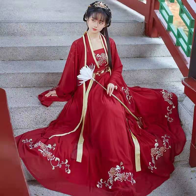 Original women's Han Chinese clothing [flower hidden] placket waist-high ruqun Chinese traditional H