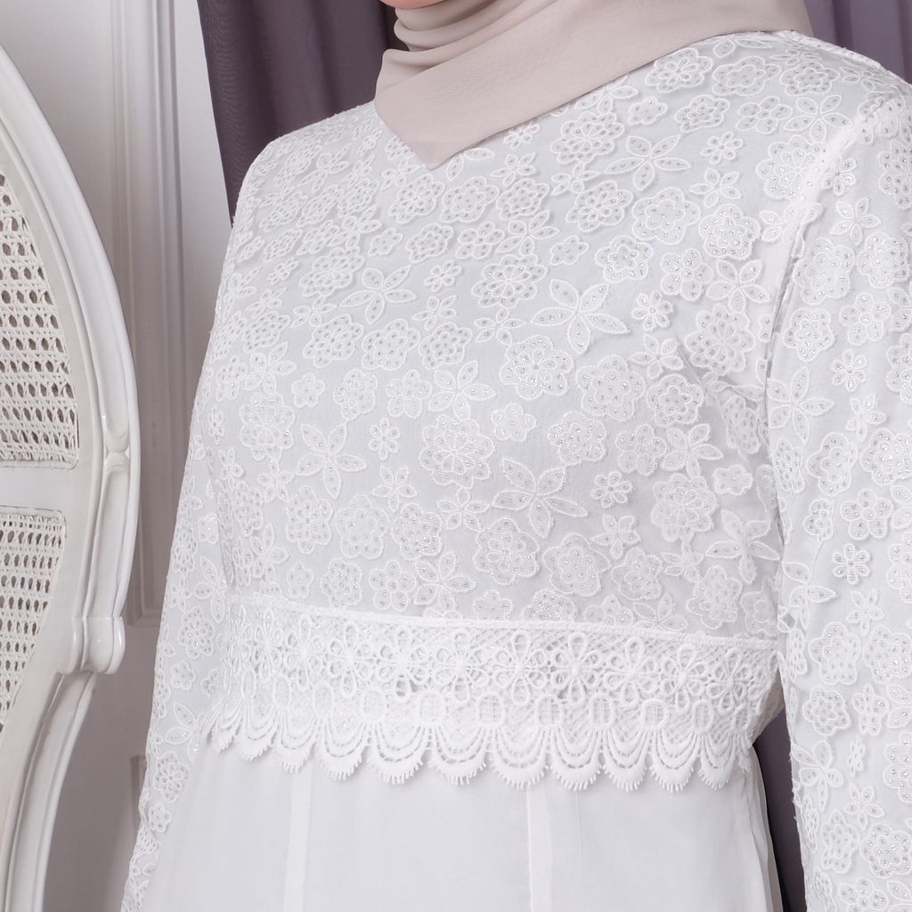 Agnes Baju Gamis Wanita Brukat / Dress Brukat Lebaran Umroh Haji / Busana Muslim Wanita 80930-5