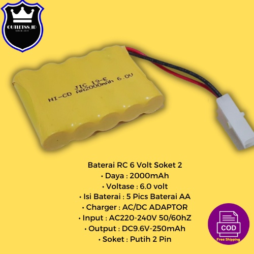 Baterai Rakit 5 Soket 2 6V  2000Mah Baterai Mainan 5 Soket 2 6V 2000Ma