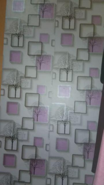 Premium Kmk10419 Kotak Ungu 3d Wallpapaer 10meter X 45cm Wallpaper Dinding Sticker Walpaper