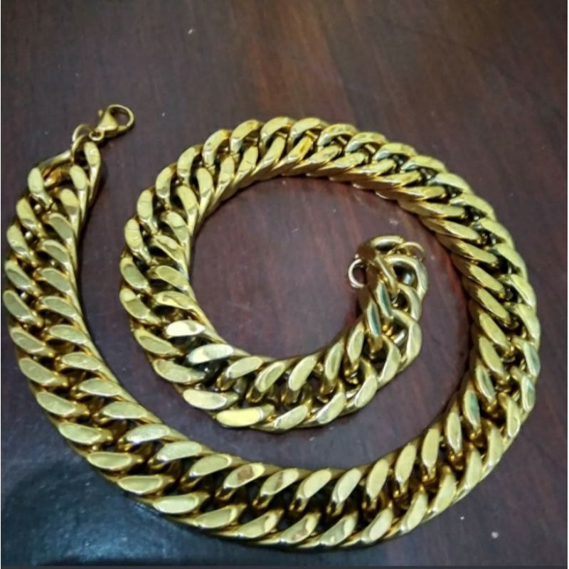 kalung pria rantai besar super big size titanium gold emas