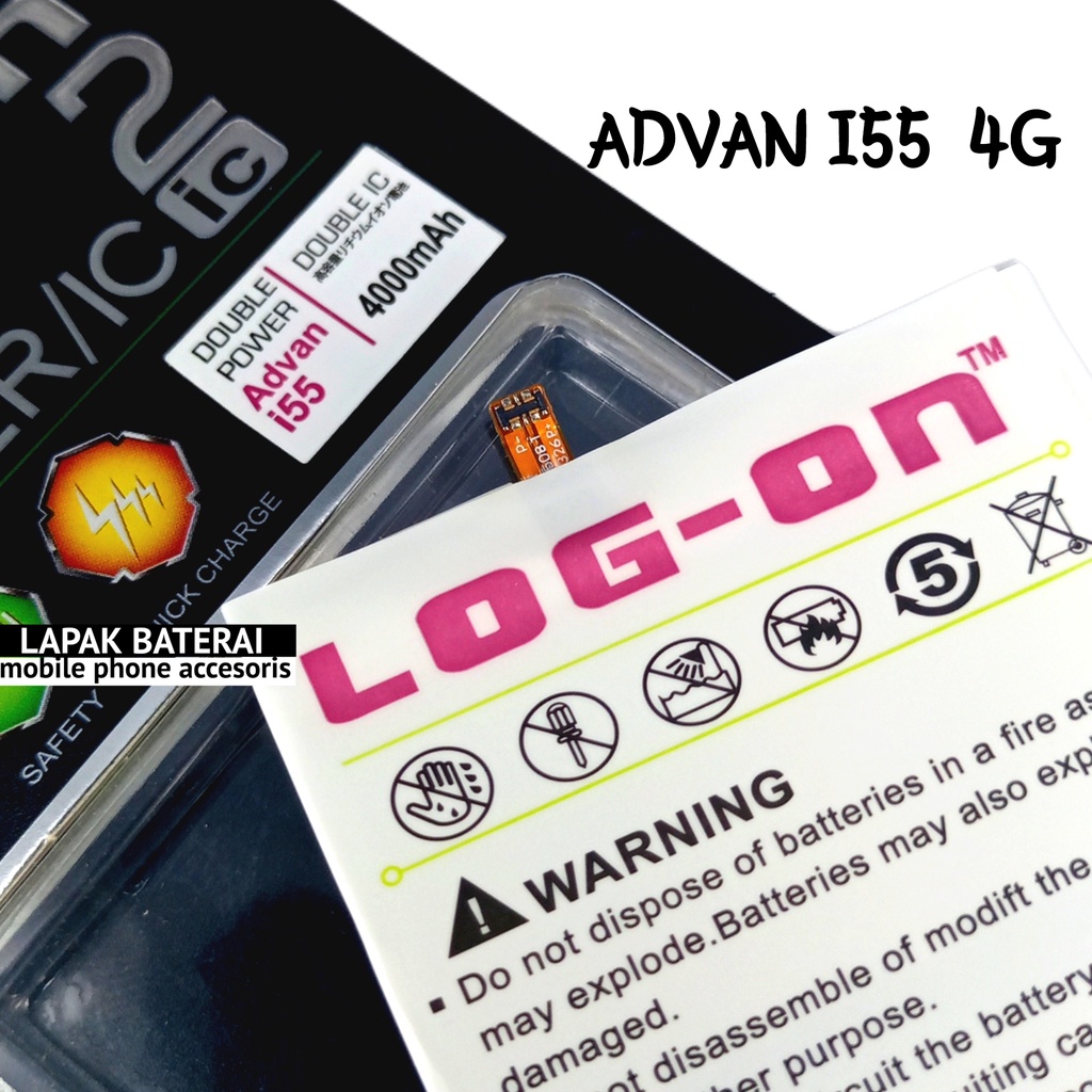 LOG - ON Advan I55 4G LTE Baterai Double IC Protection Battery Batre