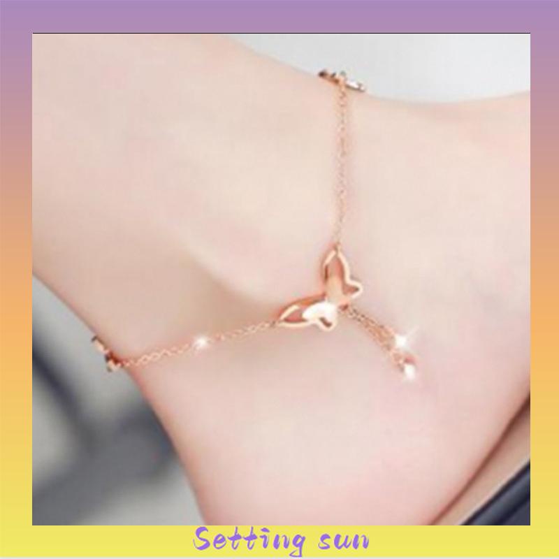 Fashion Gelang Kaki Dan Tangan Rantai Alloy Ala Korea Dengan Liontin Butterfly Kupu-kupu  TN