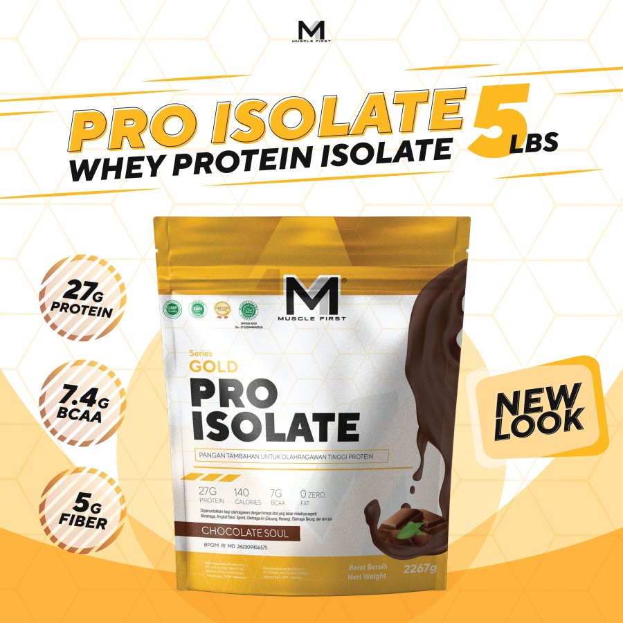 Muscle First Gold Series Pro Isolate Whey Protein 5lbs 2267g 64 Serving Suplemen Fitness