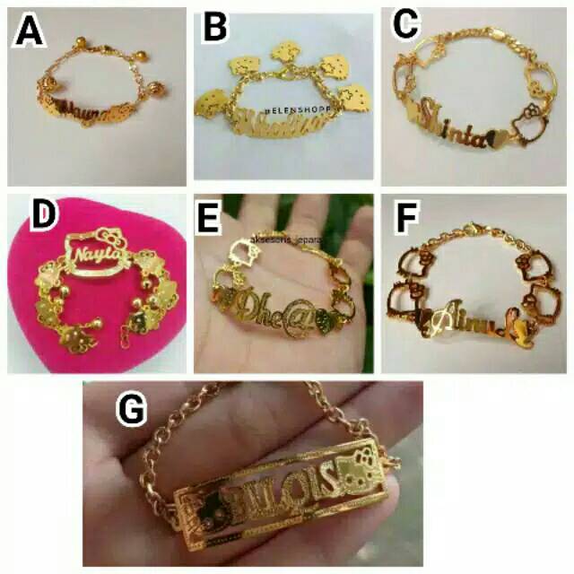 Gelang / gelang wanita / gelang pria / gelang tangan / gelang nama lapis emas / gelang Titanium