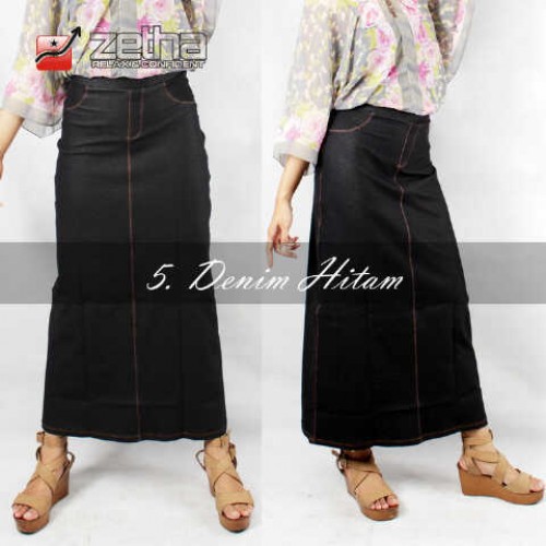 [COD] ROK ZETHA DENIM / ROK ZETHA HITAM / BAHAN DENIM SPANDEK / ROK LINE-A