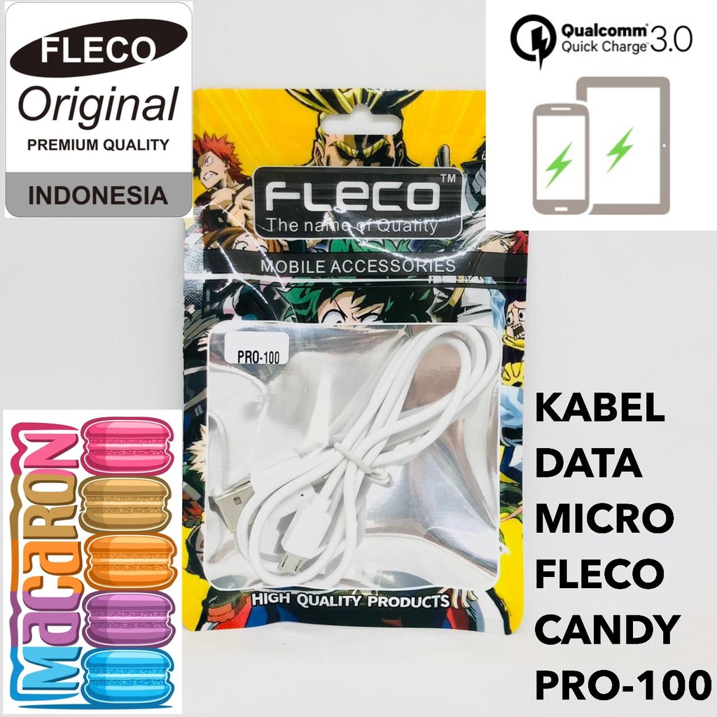 KABEL DATA FLECO PRO-100 FAST CHARGING 2.4a KABEL DATA MICRO TYPE C DAN IPHONE HIGH QUALITY 100% -FAST CHARGING 2.4A MAX DATA TRANSFER PREMIUM QUALITY PANJANG 1 METER EFFICIENT FAST CHARGING STABLE CURRENT DISTRIBUTION HIGH DURABILITY