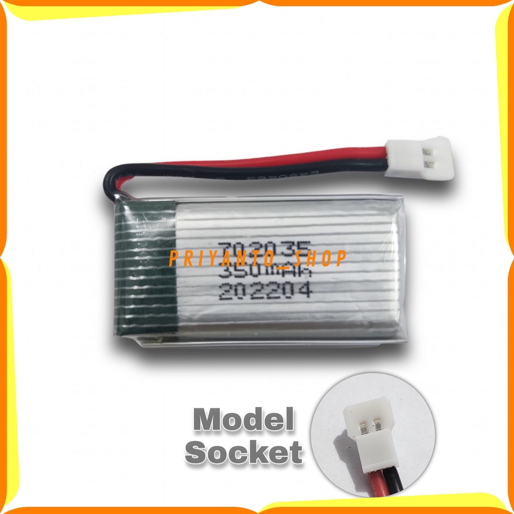BATTERY BATREI BATRE MAINAN MINI DRONE RC 350mAh SOKET LOSI PUTIH