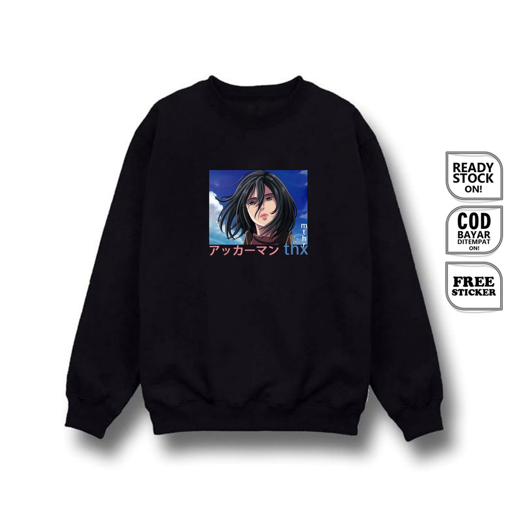 SWEATER CREWNECK MIKASA ACKERMAN ATTACK ON TITAN ANIME MANGA  BAJU JEPANG SHINGEKI NO KYOJIN SIGN