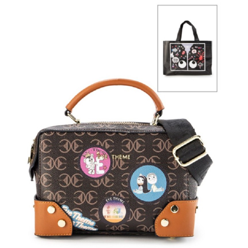 HUER Oyehwa Peter and Jane Eye Theme Printed Sling Bag 9454-146Brown