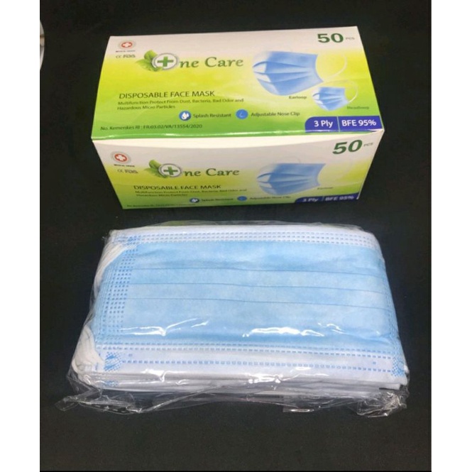 Masker One care 3 ply earloop 50pcs