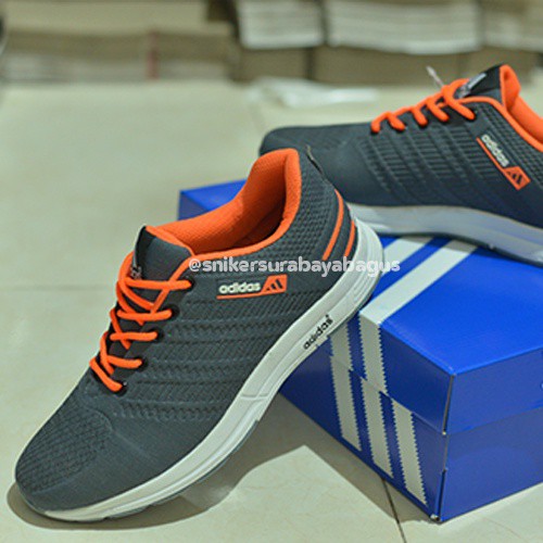 Sepatu Runing Joging Adidas GreyxOrang Ver. 2 Spesial Sol