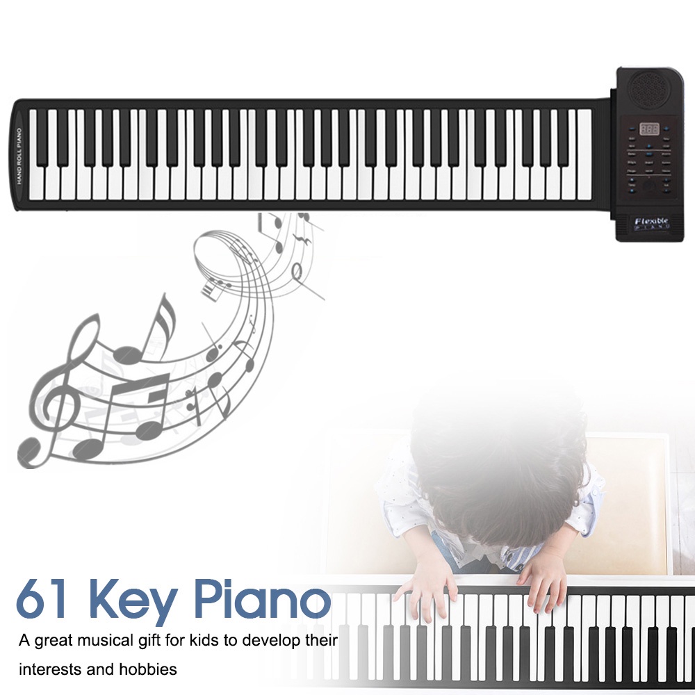 Keyboard Piano Elektronik USB MIDI 61 Kunci Bahan Silikon Flexible