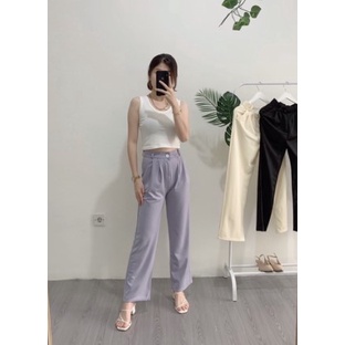 [LUXE.DLABEL]-CLARA PANTS |HIGHWAIST PANTS KULOT WANITA PREMIUM IMPORT CELANA PANJANG WANITA POLOS-Ungu