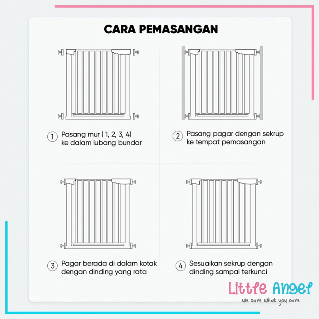 PAGAR PENGAMAN BAYI Pintu Pagar Penjaga Anak Balita Bermain untuk Tangga Pembatas Dapur Kamar Mandi Baby Safety Gate Portable