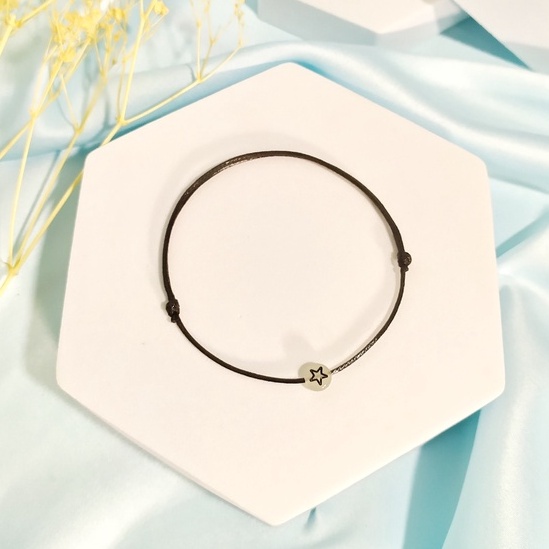 gelang glow in the dark inisial huruf bisa nyala wanita pria tali hitam korea waterproof-GELANG BINTANG