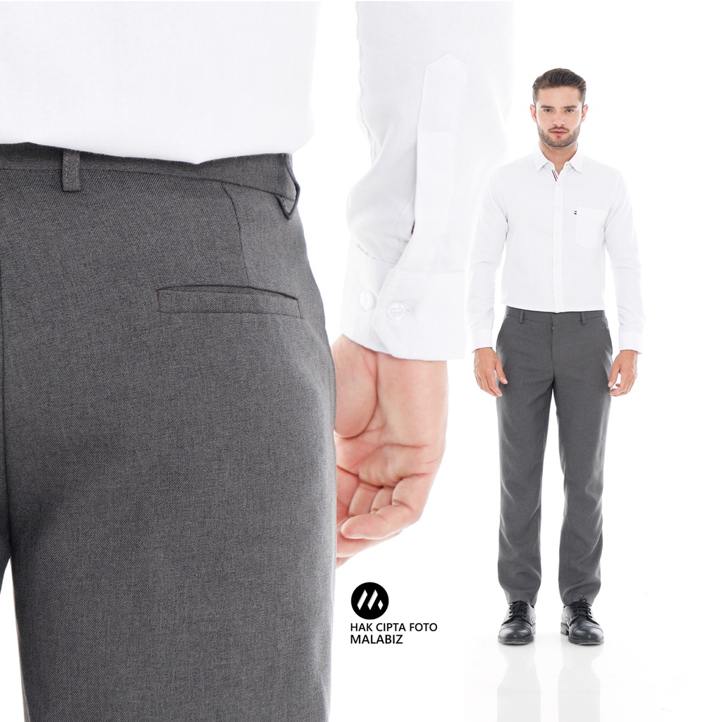 Gilthunder - Celana Kantor Pria Slim Fit Panjang Pria Bahan Stretch Warna Abu-Abu Celana kerja Pria Kantoran Basic Standar Bergaransi