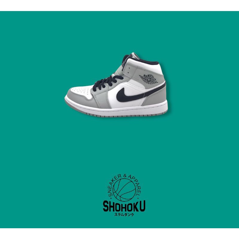 jordan 1 mid Light smoke Grey-Light smoke grey black white
