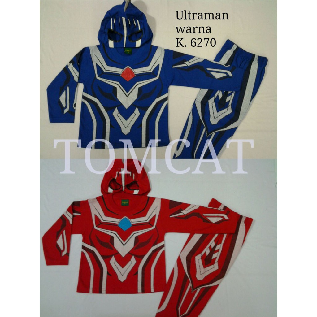 Kostum Anak Laki Laki Ultraman Baju Karakter Topeng Setelan Celana Panjang