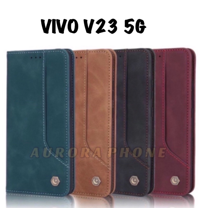 vivo v23 5g flip caseme pola dompet kulit leather cover case casing card kartu
