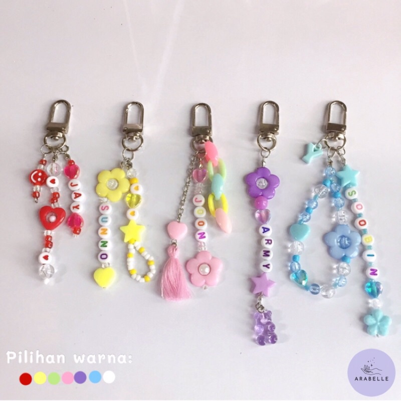 KEYCHAIN/KEYRING CUSTOM NAME or KPOP | Gantungan kunci manik manik