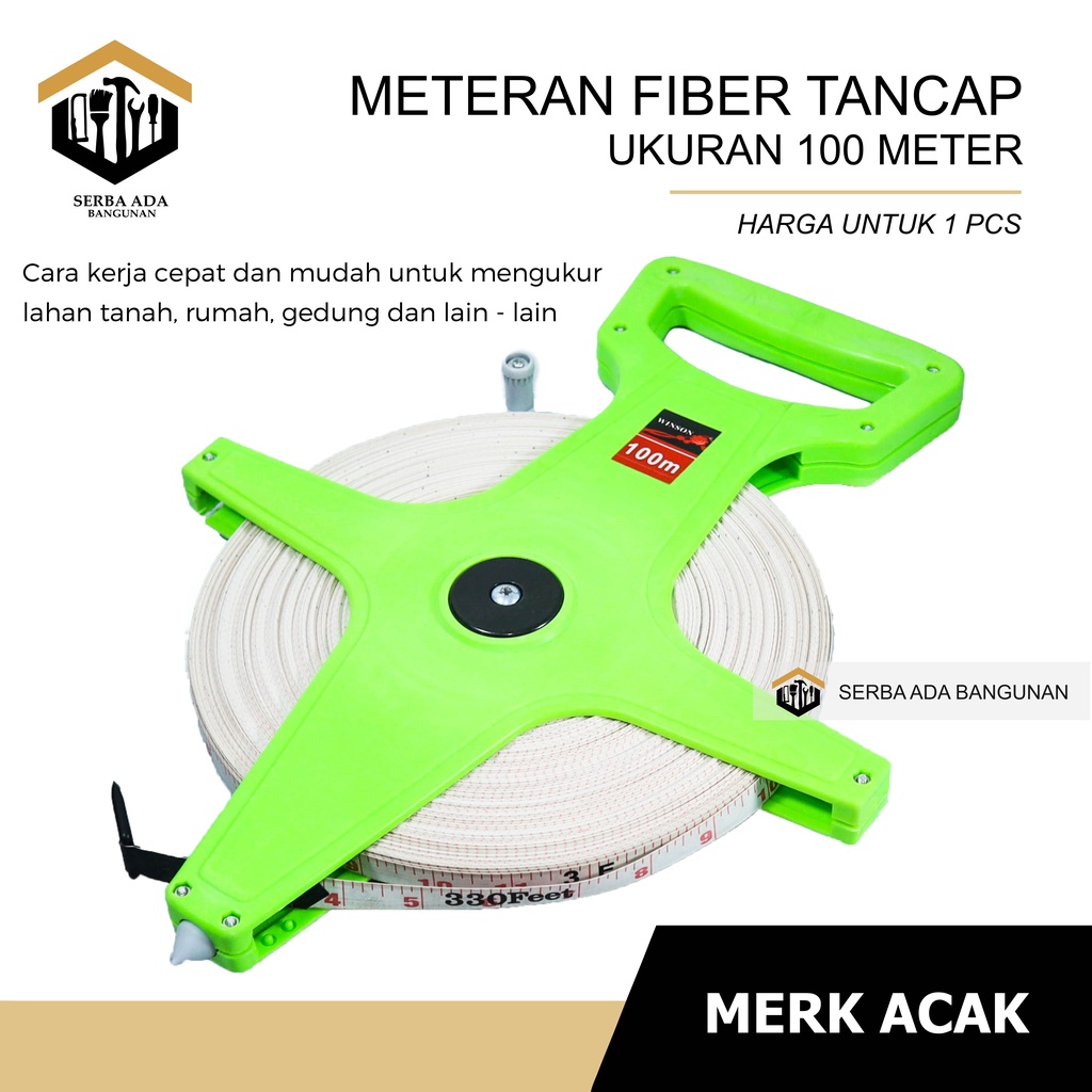 METERAN FIBER 100 METER / METERAN TANCAP TANAH 100 M 100 METER ROLL GULUNGAN FIBER