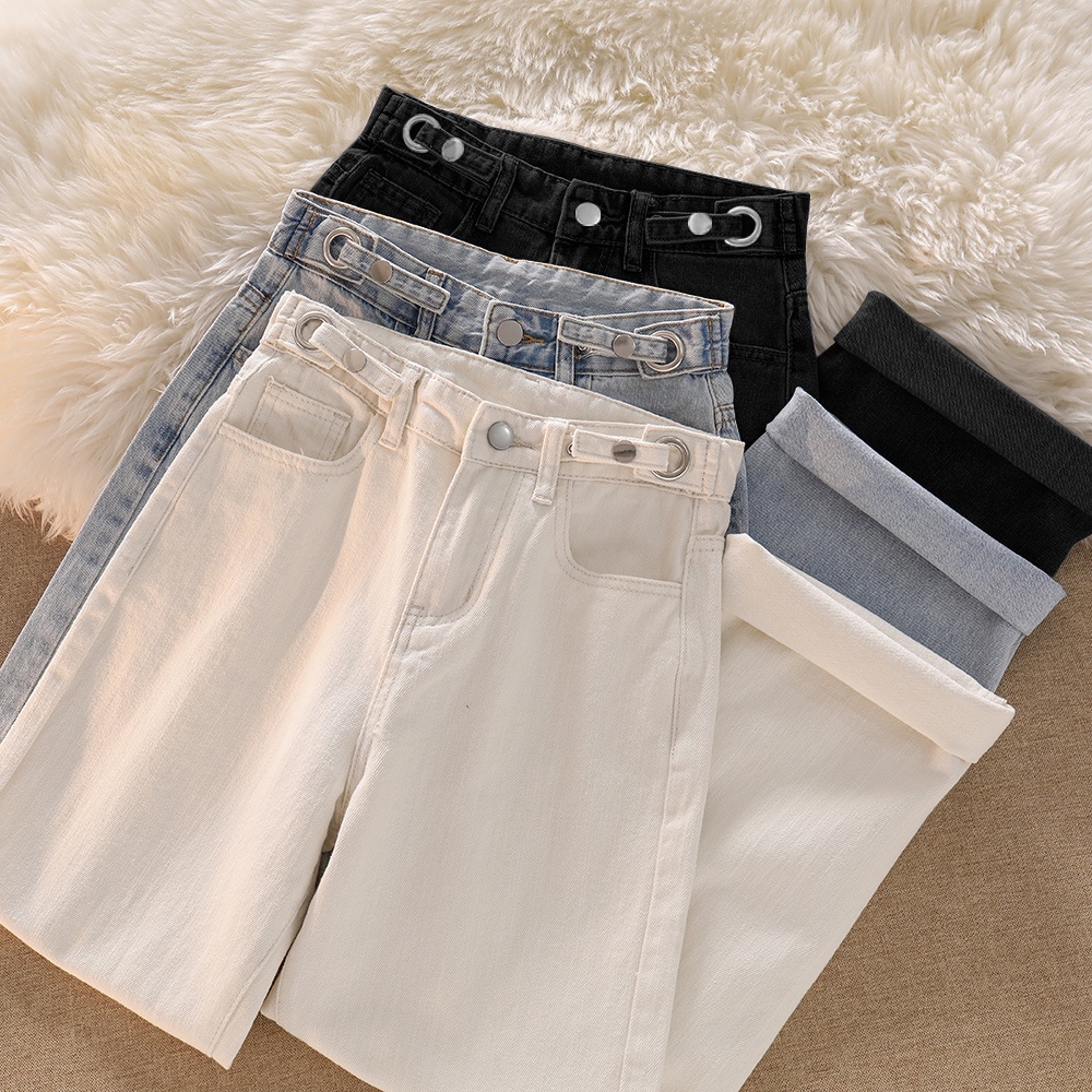 New kram/Biru muda/Hitam Korea High Waist  Kekinian Straight Celana Jeans Wanita Import (realpict)