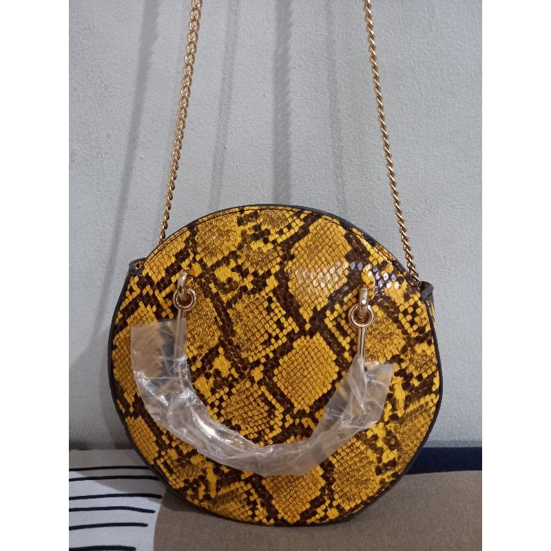 Mango Round Snake Print Bag